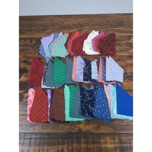 Pre Cut Fabric Pieces For A Quilt, Partially Started, w Stencils Multicolor